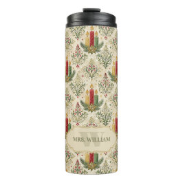 Vintage Kerstkaarsen & Ornamenten Monogram Thermosbeker