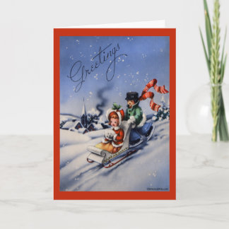 Vintage-kerstkaart Feestdagen Kaart