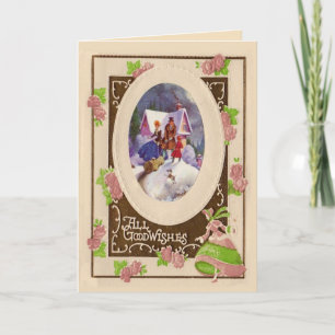 Vintage kerstkaart feestdagen kaart