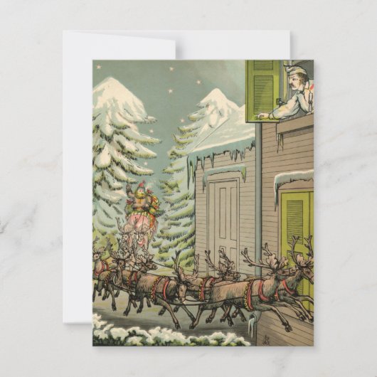 Vintage kerstkaart illustratie Santa (Voorkant)