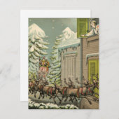 Vintage kerstkaart illustratie Santa (Voorkant / Achterkant)