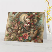 Vintage-kerstkaart Kaart (Gele Bloem)
