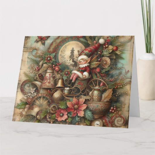 Vintage-kerstkaart Kaart (Voorkant)