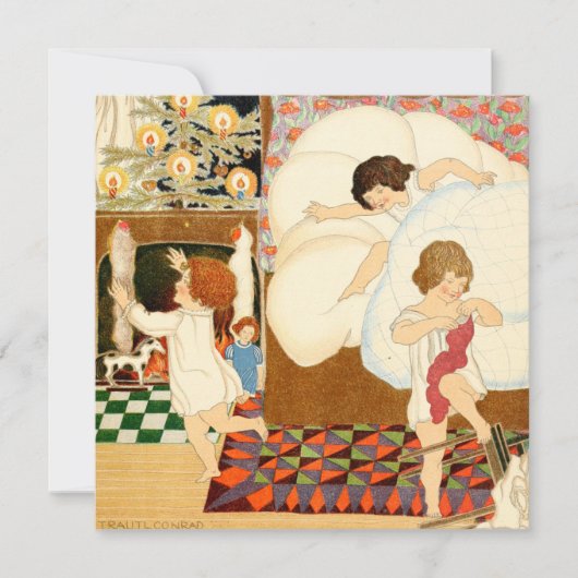 Vintage-kerstkaart | Kerstkinderen Feestdagenkaart (Voorkant)