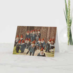 Vintage-kerstkaart Loodlijkkende politici Gnome Feestdagen Kaart
