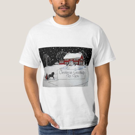 Vintage kerstkaart t-shirt (Voorkant)