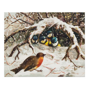 Vintage Kerstkaart uit het Victoriaanse tijdperk, Perfect Poster