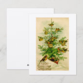 Vintage kerstkaart vogels illustratie (Voorkant / Achterkant)