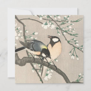 Vintage-kerstkaart   Vogels in een Holly Branch Feestdagenkaart