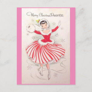 Vintage kerstkaart voor dochter feestdagenkaart