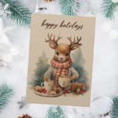 Vintage kerstkaart waterverf illustratie