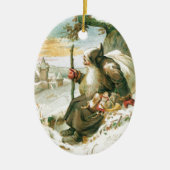 Vintage-kerstkaartenversiering Keramisch Ornament (Voorkant)