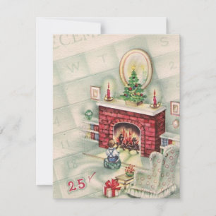 Vintage kerstkalender Aftellen Feestdagenkaart