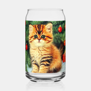 Vintage kerstkat blikvorm glas
