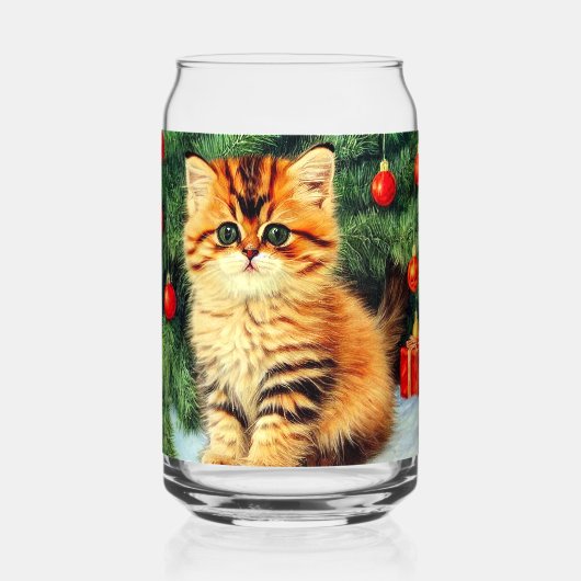 Vintage kerstkat blikvorm glas (Voorkant)