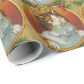 Vintage kerstkat cadeaupapier (Rol Hoek)