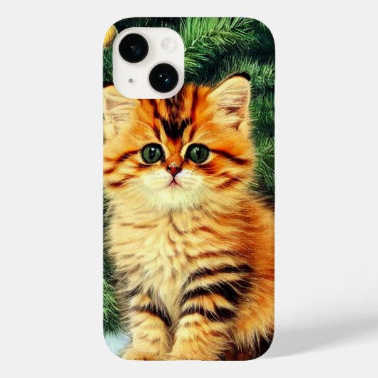 Vintage kerstkat Case-Mate iPhone case (Achterkant)