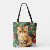 Vintage kerstkat draagtas (Achterkant)
