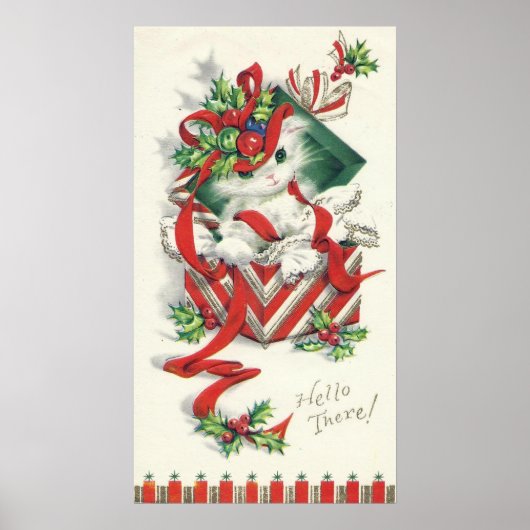 Vintage-kerstkat-feestdag poster (Voorkant)