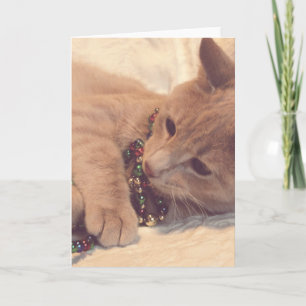 Vintage-kerstKat Feestdagen Kaart