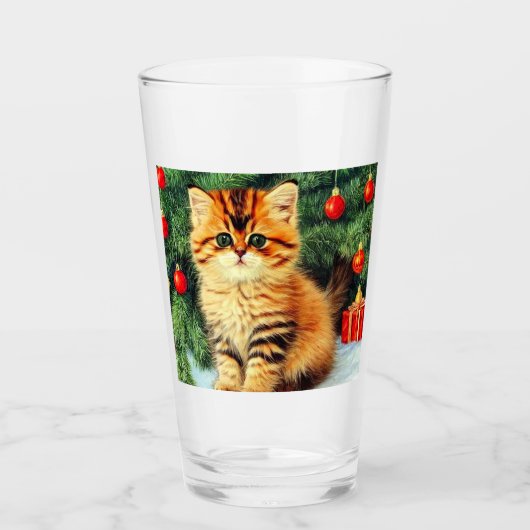 Vintage kerstkat glas (Voorkant)