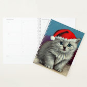 Vintage Kerstkat in Santa Hat Planner (Display)