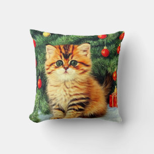Vintage kerstkat kussen