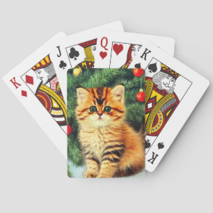 Vintage kerstkat pokerkaarten
