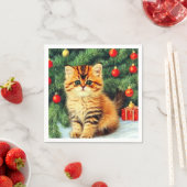 Vintage kerstkat servet (Insitu)