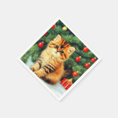 Vintage kerstkat servet (Hoek)