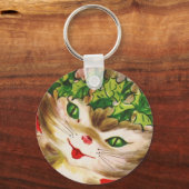 vintage-kerstkat sleutelhanger (Voorkant)