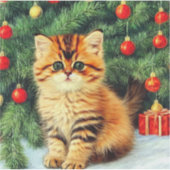 Vintage kerstkat sticker (Voorkant)