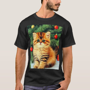 Vintage kerstkat t-shirt