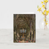 Vintage Kerstkathedraal Kaart (Gele Bloem)
