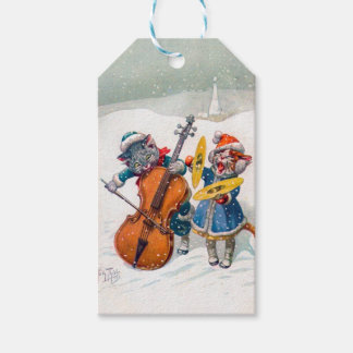 Vintage kerstkatten, Arthur Thiele Cadeaulabel