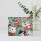 Vintage kerstkatten feestdagenkaart (Staand voorkant)