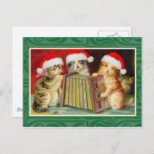 Vintage kerstkatten feestdagenkaart (Voorkant / Achterkant)