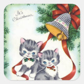 Vintage kerstkatten Holiday sticker (Voorkant)
