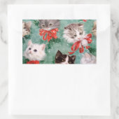 Vintage kerstkatten rechthoekige sticker (Tas)