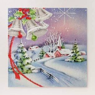 Vintage-kerstkerkerken Legpuzzel