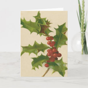 Vintage Kerstkerst Holly Berries Kerstfeest Feestdagen Kaart