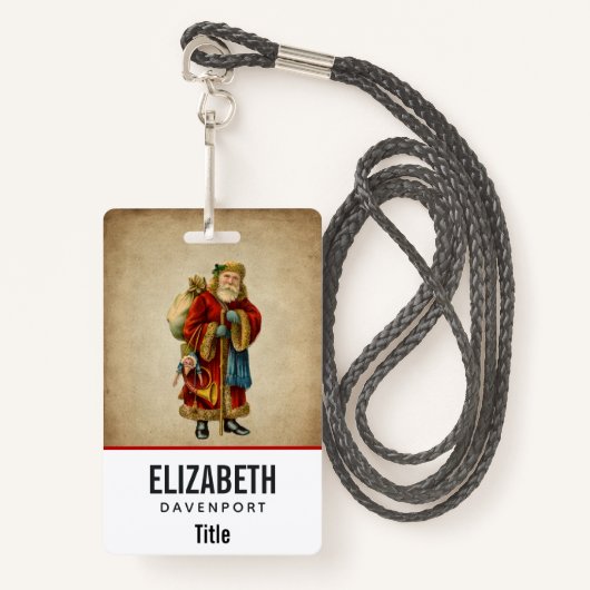 Vintage-kerstkerstbejaarde wereldkerstbedekking badge (Voorkant met draagriem)