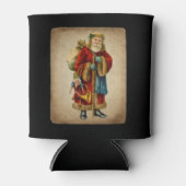 Vintage-kerstkerstbejaarde wereldkerstbedekking blikjeskoeler (Voorkant)