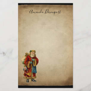 Vintage-kerstkerstbejaarde wereldkerstbedekking briefpapier