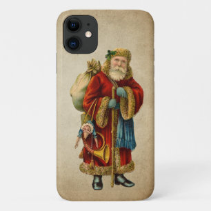 Vintage-kerstkerstbejaarde wereldkerstbedekking iPhone 11 hoesje