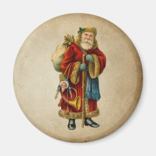 Vintage-kerstkerstbejaarde wereldkerstbedekking magneet