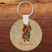 Vintage-kerstkerstbejaarde wereldkerstbedekking sleutelhanger (Voorkant)