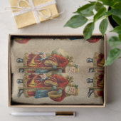 Vintage-kerstkerstbejaarde wereldkerstbedekking tissuepapier (Geschenk)