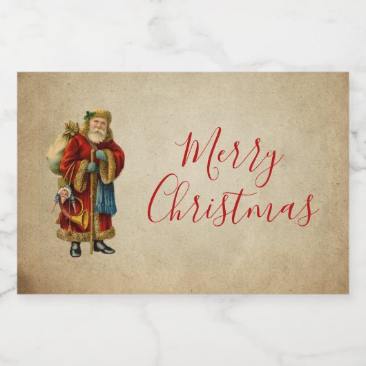 Vintage-kerstkerstbejaarde wereldkerstbedekking voedselcontainer etiket (Enkel label)