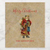 Vintage-kerstkerstbejaarde wereldkerstbedekking wijn etiket (Enkel label)